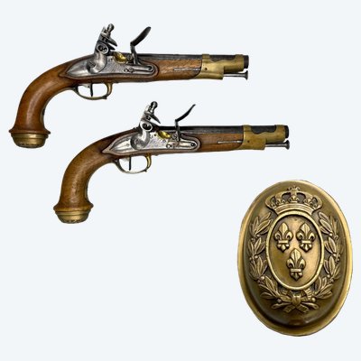 COPPIA di PISTOLE A PISTONE da GUARDIA DEL RE, Primo Modello, 1814 - Francia