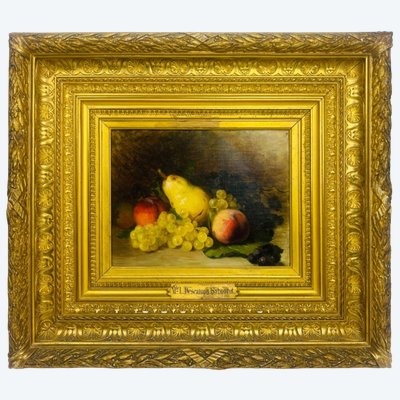 Louise Cécile Descamps-sabouret, Nature Morte Aux Fruits, Huile Sur Toile Signée