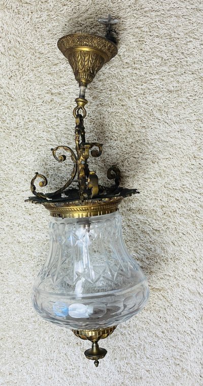 Antique bronze and cut crystal lantern, No. 2