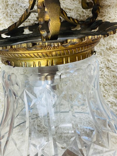 Antique bronze and cut crystal lantern, No. 2