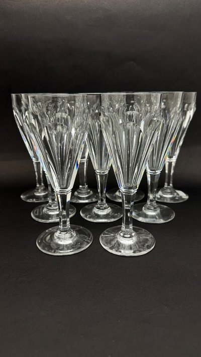 Baccarat, set di 9 flûte da champagne modello Duchesse De Dino