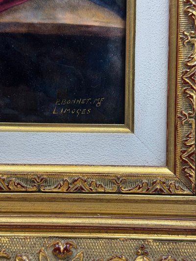 Limoges enamel signed Bonnet – “The Money Changer” after Koninck – large format, 39x45 cm