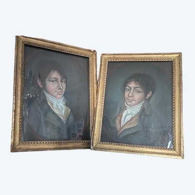 Ein bezauberndes Paar Pastellporträts aus der Directoire-Zeit