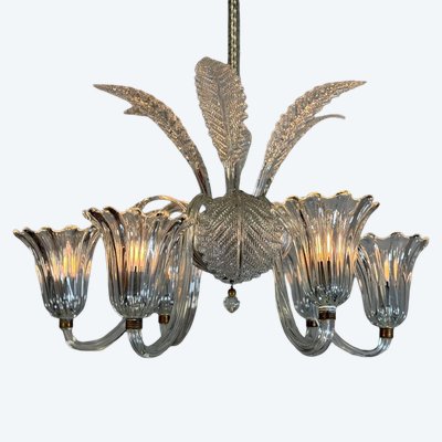 Venezianischer Art-déco-Kronleuchter aus Muranoglas, um 1930