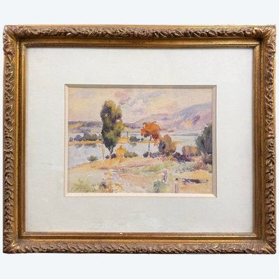 Watercolor, autumn landscape, Jean REMOND