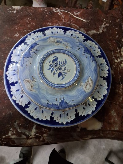 Nevers – Émile Georges – Brocca con coperchio in maiolica – Decorazione blu e bianca 