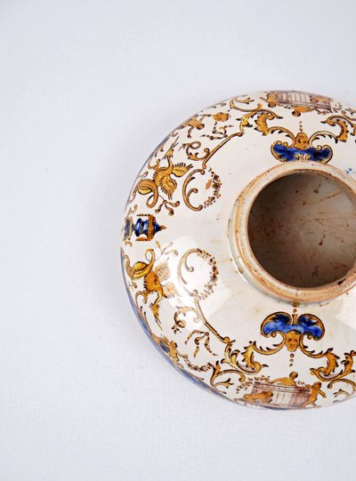 Gien earthenware inkwell with a Renaissance design, 1870–1875