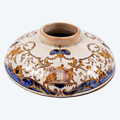 Calamaio in maiolica di Gien con decorazioni rinascimentali, 1870-1875