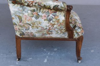 Bergère Armchair In Art Nouveau Oak Floral Fabrics