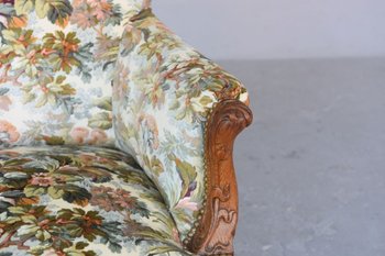 Bergère Armchair In Art Nouveau Oak Floral Fabrics
