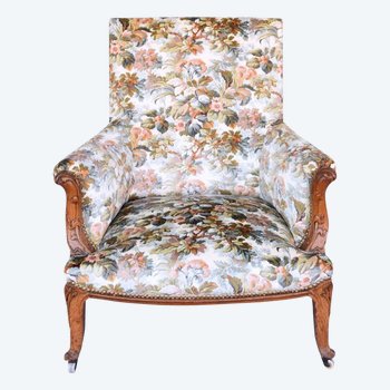 Fauteuil Bergère En Chêne Art Nouveau Tissus Fleuri