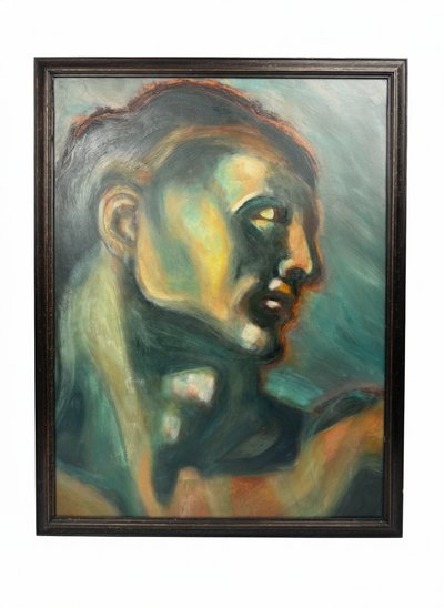 Öl auf Karton – Stilisierte Art-Déco-Studie nach dem Adam aus der Sixtinischen Kapelle – 60 x 80 cm