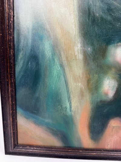 Öl auf Karton – Stilisierte Art-Déco-Studie nach dem Adam aus der Sixtinischen Kapelle – 60 x 80 cm
