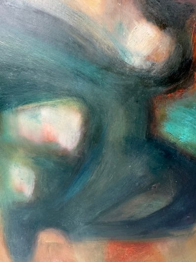 Öl auf Karton – Stilisierte Art-Déco-Studie nach dem Adam aus der Sixtinischen Kapelle – 60 x 80 cm