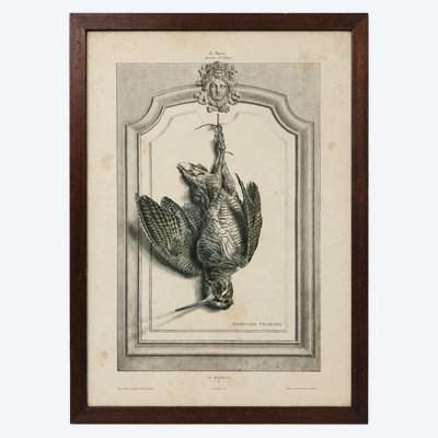 D'après Édouard Traviès – La Bécasse – Lithographie couleur XIXe