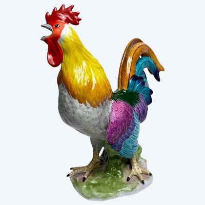 Limoges, grande gallo in porcellana artistica