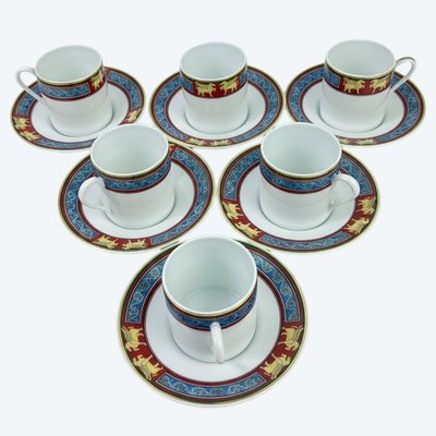 Raynaud Limoges – Sechs Kaffeetassen aus Porzellan, Modell „Pégase“