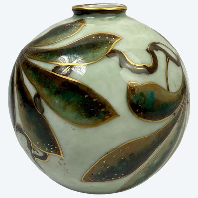 Camille Tharaud in Limoges – Kugelförmige Porzellanvase, handbemalt