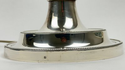 Large silver-plated bronze lamp base, large candleholder
