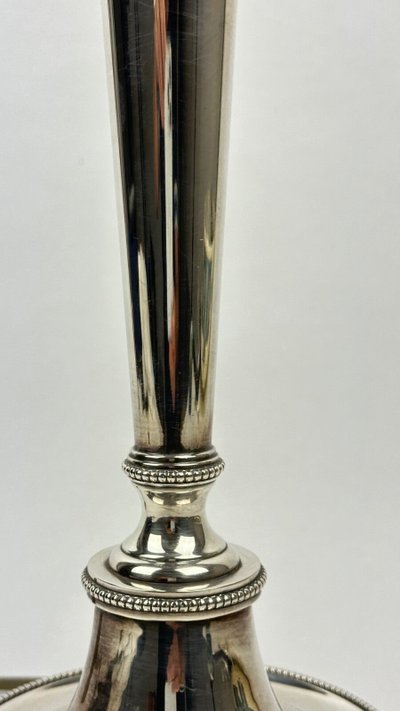Large silver-plated bronze lamp base, large candleholder