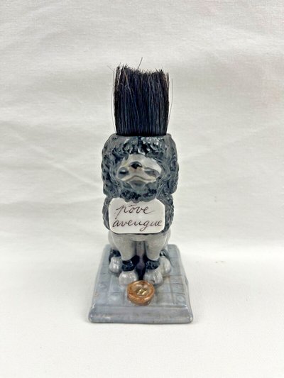 Porcelain pen holder, dog figurine
