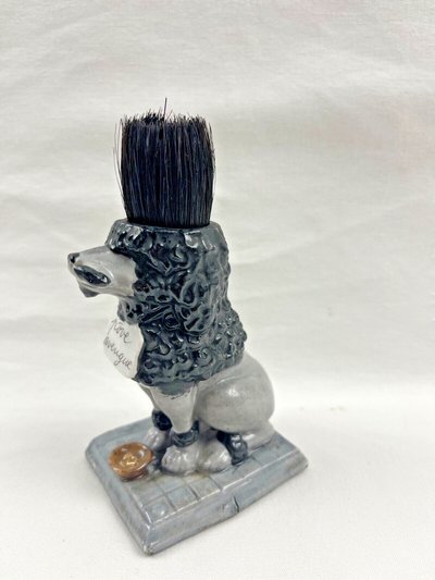 Porcelain pen holder, dog figurine