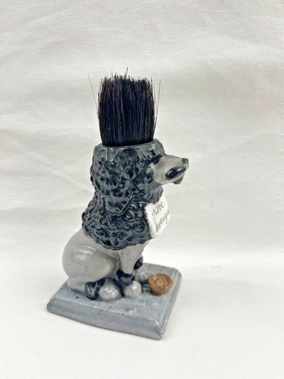Porcelain pen holder, dog figurine