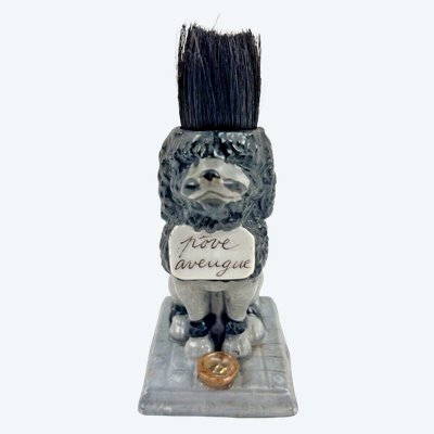 Porcelain pen holder, dog figurine