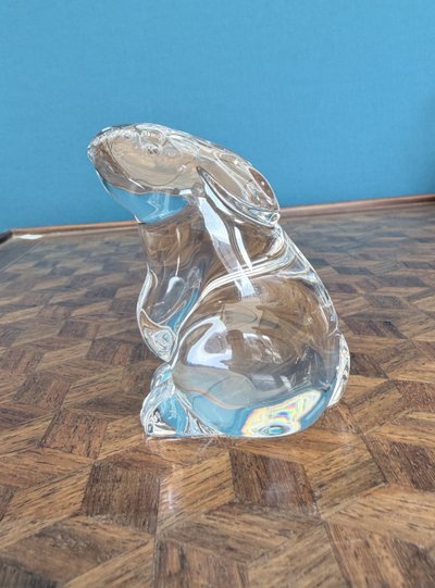 Baccarat – Clear Crystal Seated Rabbit, signed by Baccarat