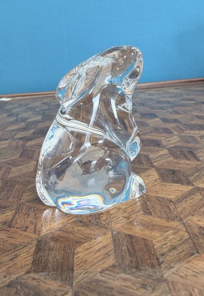 Baccarat – Clear Crystal Seated Rabbit, signed by Baccarat