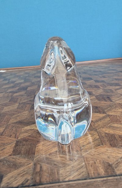 Baccarat – Clear Crystal Seated Rabbit, signed by Baccarat