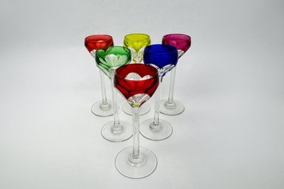 Set di 6 bicchieri da liquore in cristallo con doppio strato colorato – Saint-Louis – Modello Bristol – Altezza 13 cm