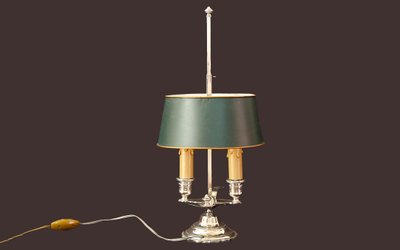 Silberfarbene Wärmflaschenlampe, 19. Jahrhundert 