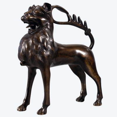 Aquamanile in bronzo a forma di leone (modello grande). XIX secolo