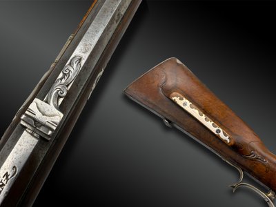 DOUBLE-FLINTLOCK, DOUBLE-BARREL RIFLE signed by ANTON PELL—Austria, Linz—18th century, dated 1778
