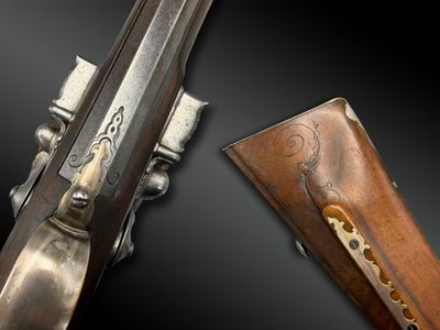 DOUBLE-FLINTLOCK, DOUBLE-BARREL RIFLE signed by ANTON PELL—Austria, Linz—18th century, dated 1778