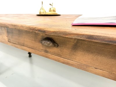 4-meter farmhouse table made of solid pine, circa 1900