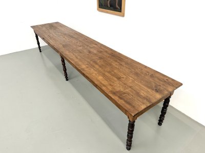 4-meter farmhouse table made of solid pine, circa 1900