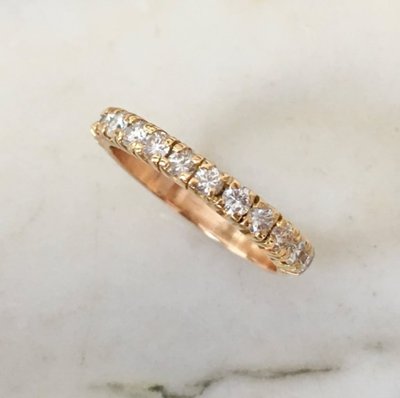 Amerikanischer Halb-Ehering aus 18-karätigem Gold mit Diamanten