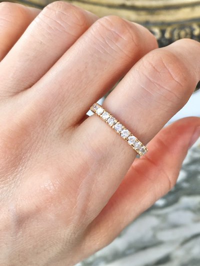 Amerikanischer Halb-Ehering aus 18-karätigem Gold mit Diamanten