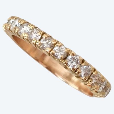 Bague demi alliance américaine en or 18K et diamants