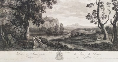 Romantic Etching Landscape Engraving:  Evening By George Hackert, 18th C Old Print