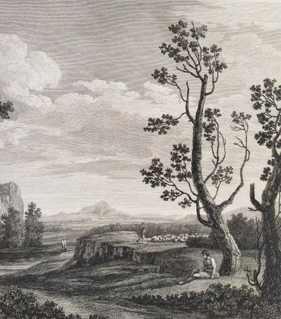 Romantic Etching Landscape Engraving:  Evening By George Hackert, 18th C Old Print
