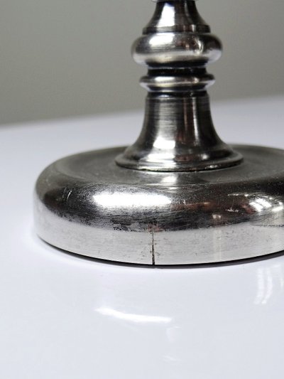 Pair of small antique silver-plated candlesticks, Georgian style