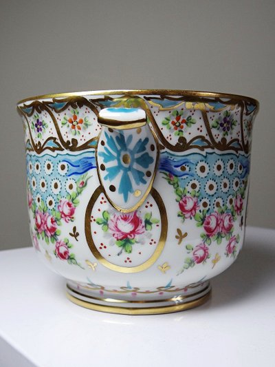 Vaso da fiori d'epoca in porcellana di Limoges dipinto a mano, M. Carpezat, 1900-1930