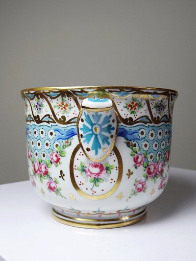 Vaso da fiori d'epoca in porcellana di Limoges dipinto a mano, M. Carpezat, 1900-1930