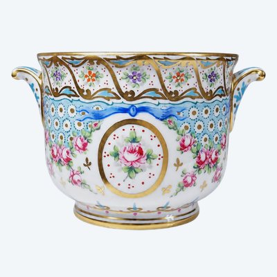 Vaso da fiori d'epoca in porcellana di Limoges dipinto a mano, M. Carpezat, 1900-1930