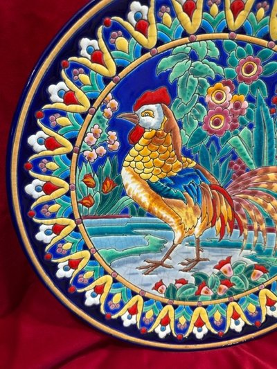 LONGWY ENAMEL PLATE, "ROOSTER" MODEL