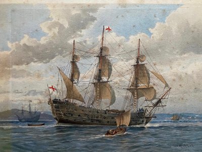 "The Victory" e "The Great Harry" di William Frédéric Mitchell
