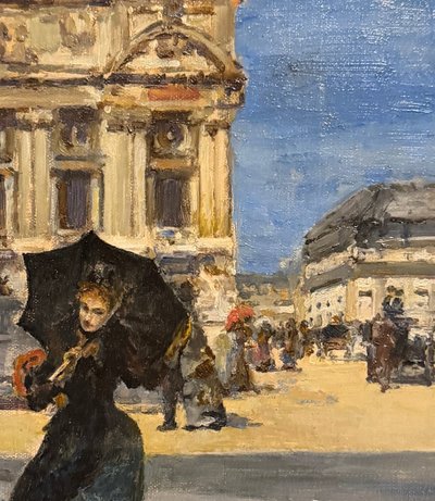Amedée Buffet (1869-1933) - Parigi, una donna elegante davanti all'Opera, 1900 circa